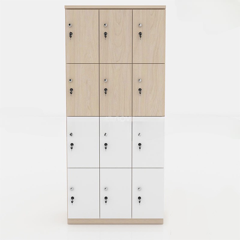 Tủ Locker Gỗ MDF 12 Cánh 3 Khoang - TLK21