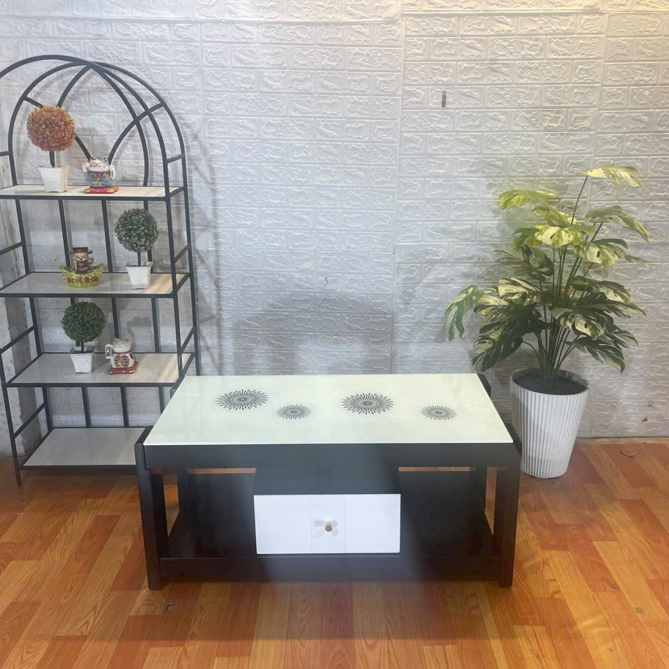 Bàn Trà Sofa Chữ Nhật Kính Cường Lực Có Hộc - BT25