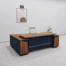 Bàn Giám Đốc Chân Khối Vát Cạnh Phối Đường Chỉ Đen - BGD202