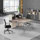 Cụm Bàn Làm Việc 2 Chỗ Chân Sắt Chéo Có Tủ Phụ Và Kệ Lưu Trữ - BC73