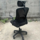 Ghế Xoay Tựa Đầu Tay Gập Màu Đen - GX70