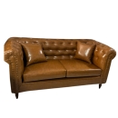 Ghế Sofa Tân Cổ Điển Bọc Da Nâu - SF39