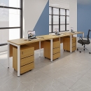Cụm Bàn Làm Việc 3 Người Chân Sắt Có Yếm - BC5