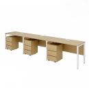 Cụm Bàn Làm Việc 3 Người Chân Sắt Có Yếm - BC5