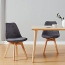 Ghế Cafe Tiếp Khách Eames Bọc Vải Chân Gỗ Sồi - CF48