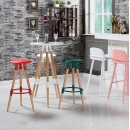 Ghế Bar Mặt Nhựa Chân Gỗ Nhiều Màu - QB12