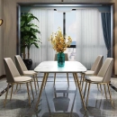 Bàn Ăn Mặt Cẩm Thạch Sang Trọng Chân Mạ Vàng - BA16