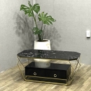 Bàn Trà Sofa Hộc Kéo Chân Mạ Vàng - BT22