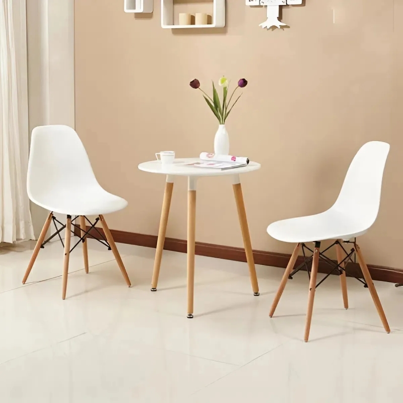 Bàn Cafe Tiếp Khách Eames 3 Chân Gỗ Trắng - BCF3