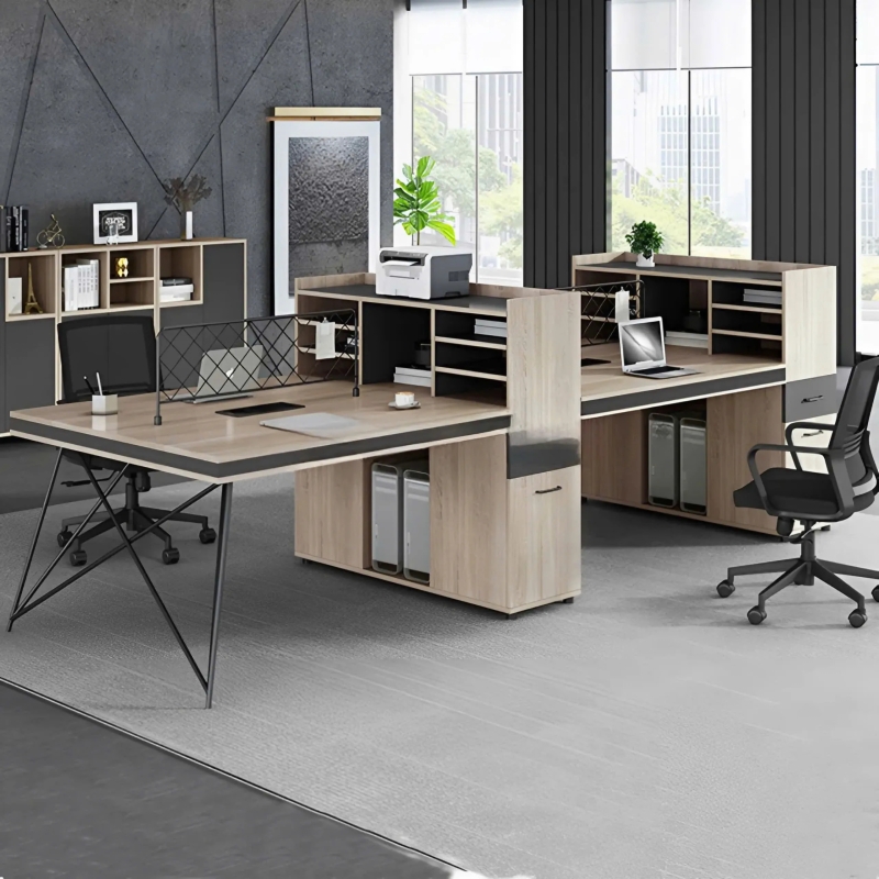 Cụm Bàn Làm Việc 4 Người Chân Sắt Hiện Đại - BC58