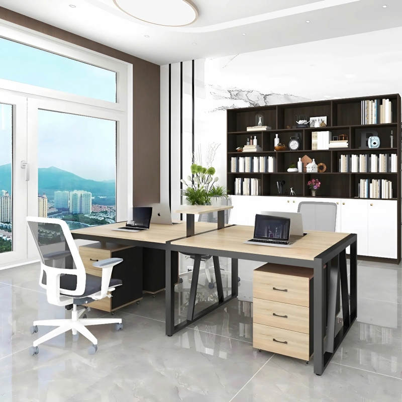 Cụm Bàn Làm Việc 4 Người Chân Sắt Sơn Tĩnh Điện 2m4 - BC56