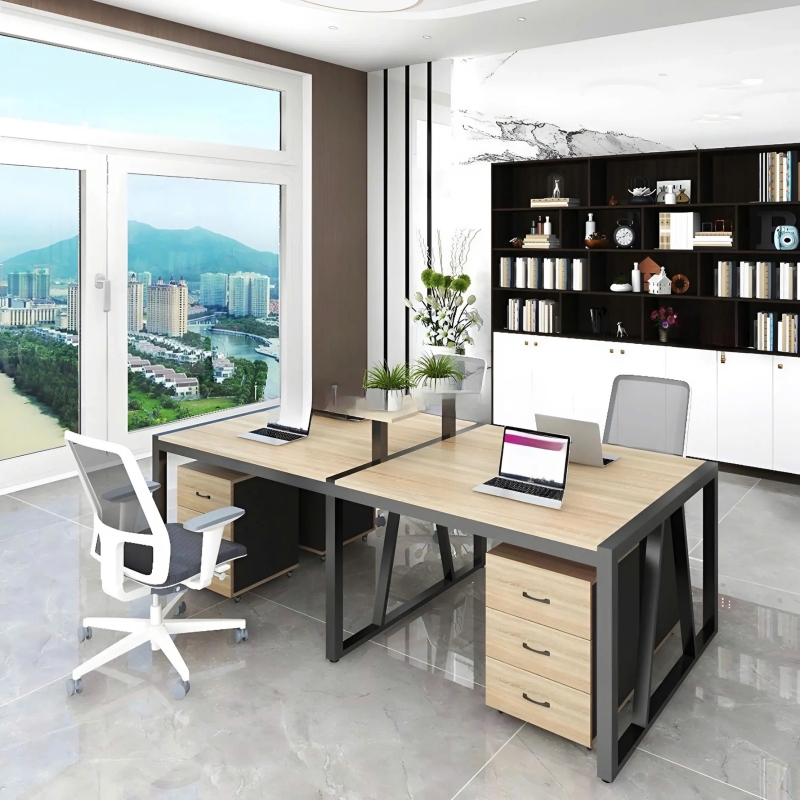 Cụm Bàn Làm Việc 4 Người Chân Sắt Sơn Tĩnh Điện 2m4 - BC56