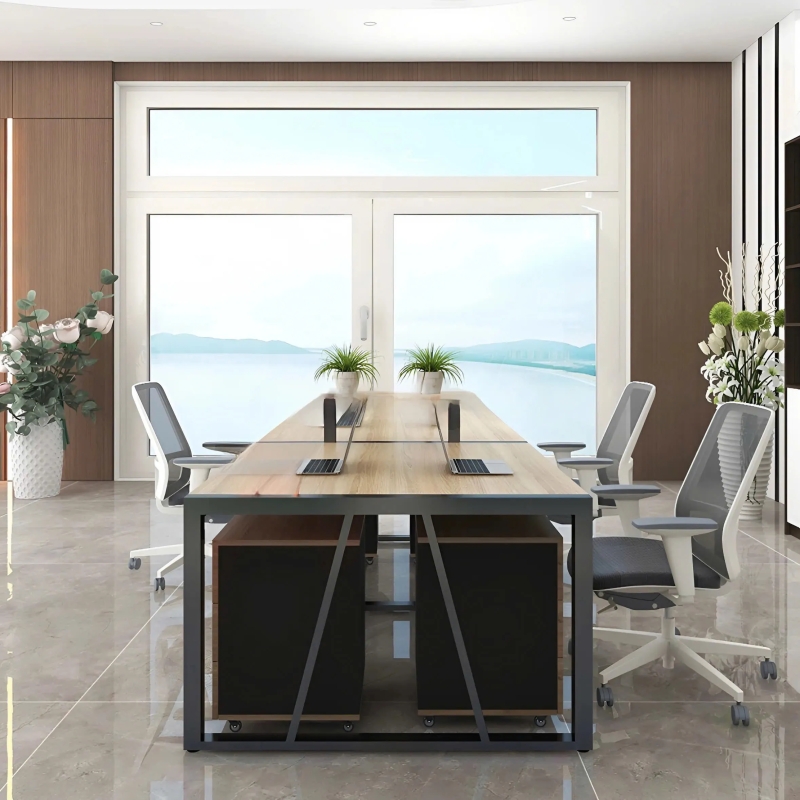 Cụm Bàn Làm Việc 4 Người Chân Sắt Sơn Tĩnh Điện 2m4 - BC56