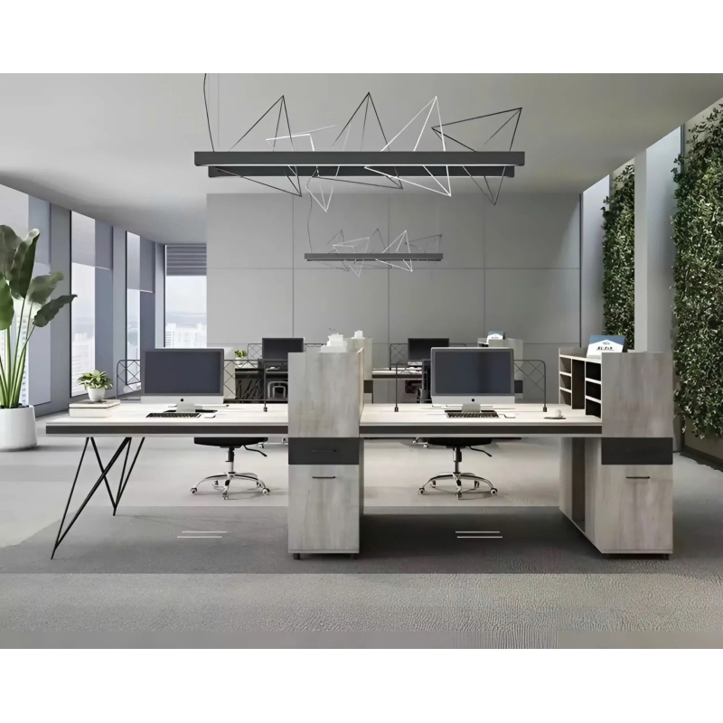 Cụm Bàn Làm Việc 4 Người Chân Sắt Hiện Đại - BC58