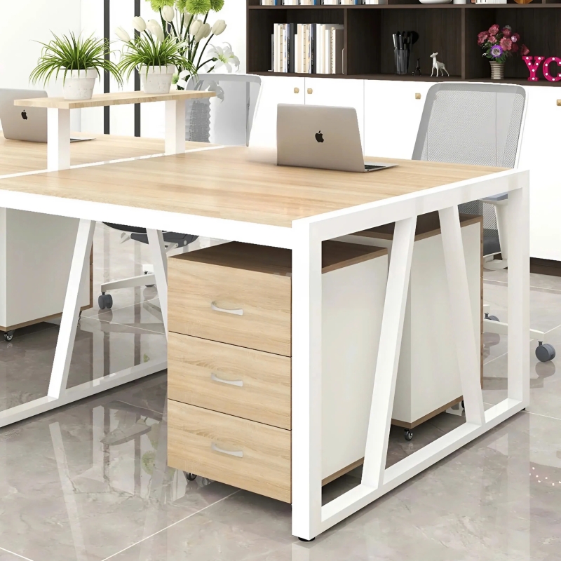 Cụm Bàn Làm Việc 4 Người Chân Sắt Sơn Tĩnh Điện 2m4 - BC56