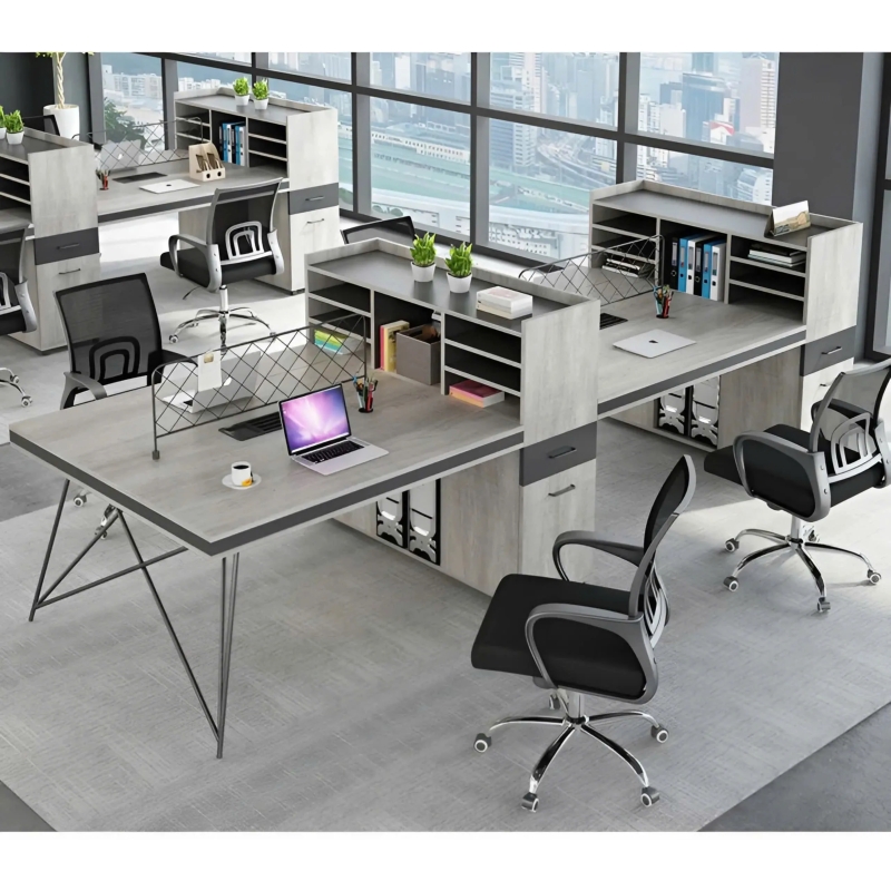 Cụm Bàn Làm Việc 4 Người Chân Sắt Hiện Đại - BC58