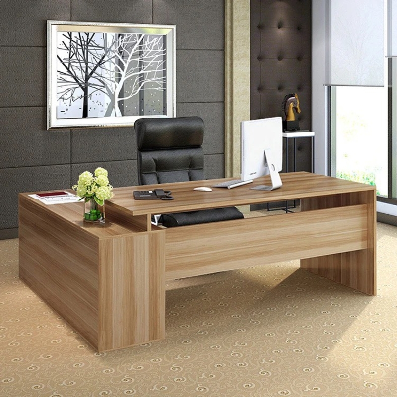 Bàn Giám Đốc Góc L Màu Vân Gỗ Tự Nhiên - BGĐ42