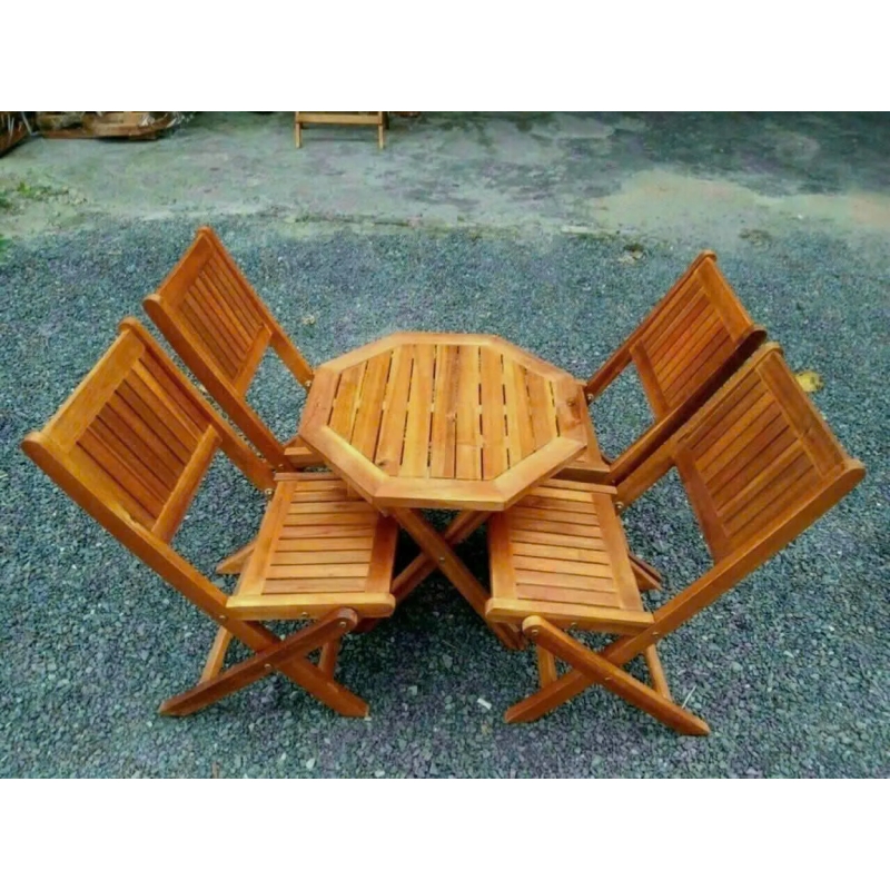  Bàn Ghế Sân Vườn Gấp Gọn Hình Bát Giác Tiện Dụng - SV70