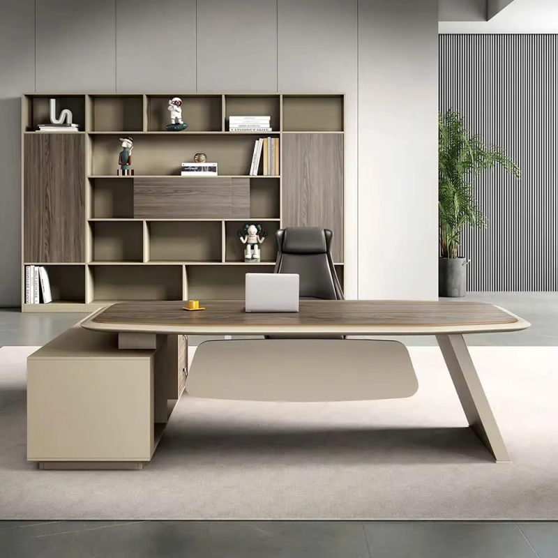 Bàn Giám Đốc Chân Cách Điệu Kèm Tủ Phụ - BGD92