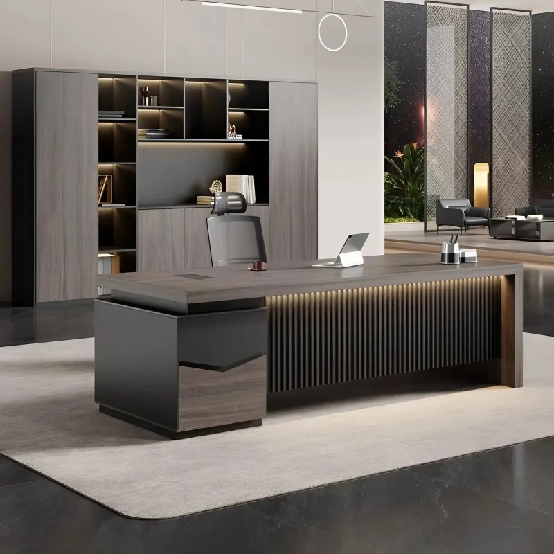Bàn Giám Đốc Chân Khối Vuông Vức Phối Nan Dọc Tinh Tế – BGD177