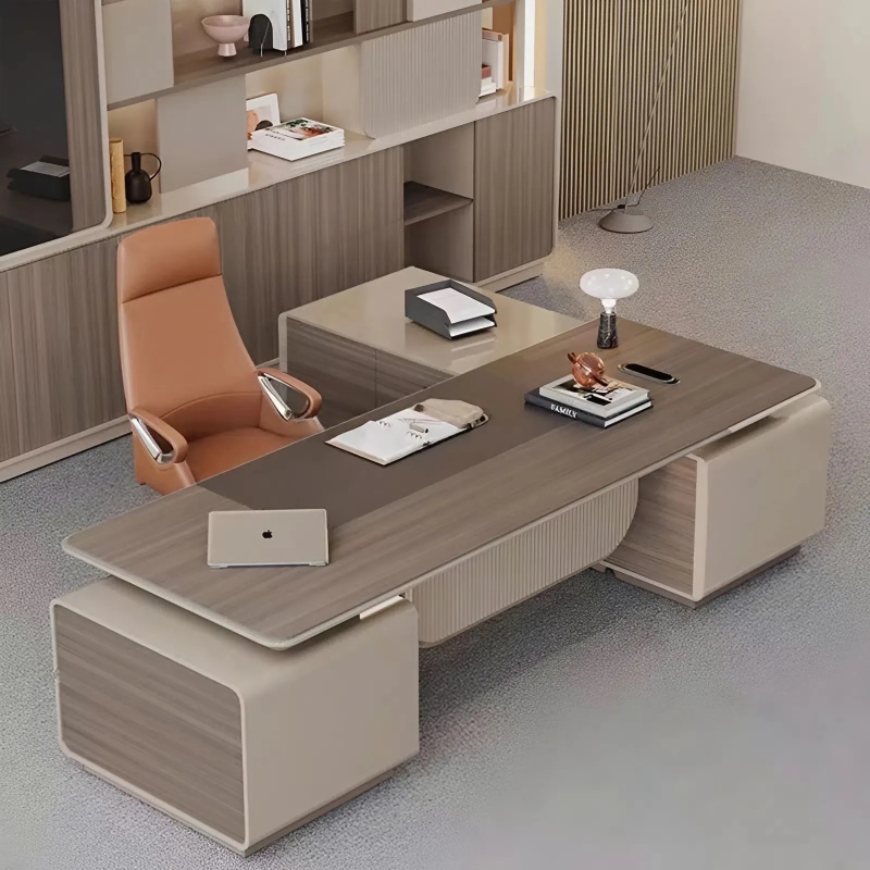 Bàn Giám Đốc Chân Khối Vuông Vức Phối Yếm Bo Cong - BGD169