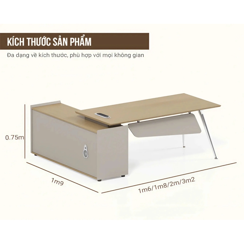 Bàn Giám Đốc Chân Sắt Thanh Mảnh Phối Màu Trẻ Trung - BGD99