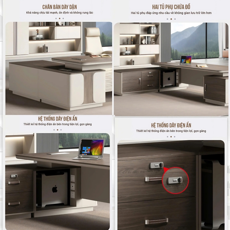 Bàn Giám Đốc  Chữ L Đẳng Cấp Họa Tiết Lạ Mắt - BGD95