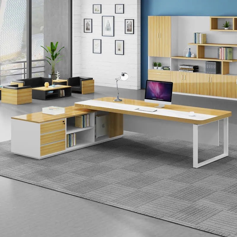 Bàn Giám Đốc chữ L Hiện Đại Kèm Tủ Lưu Trữ - BGD147