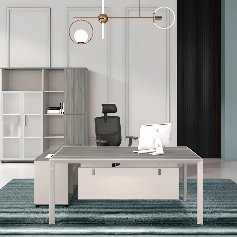 Bàn Giám Đốc Góc L Chân Sắt Cao Cấp - BGĐ23
