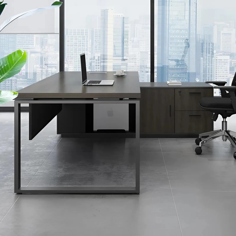 Bàn Giám Đốc Góc L Có Tủ Phụ Chân Sắt - BGĐ44