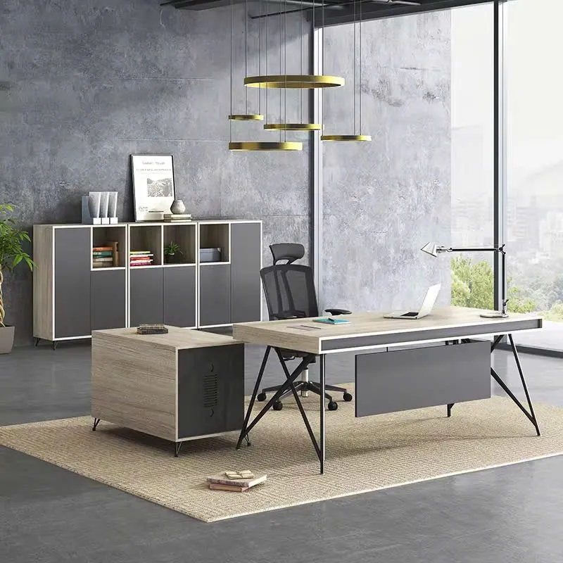 Bàn Giám Đốc Thiết Kế Trẻ Trung Có Tủ Phụ Gỗ MDF Cao Cấp - BGD102
