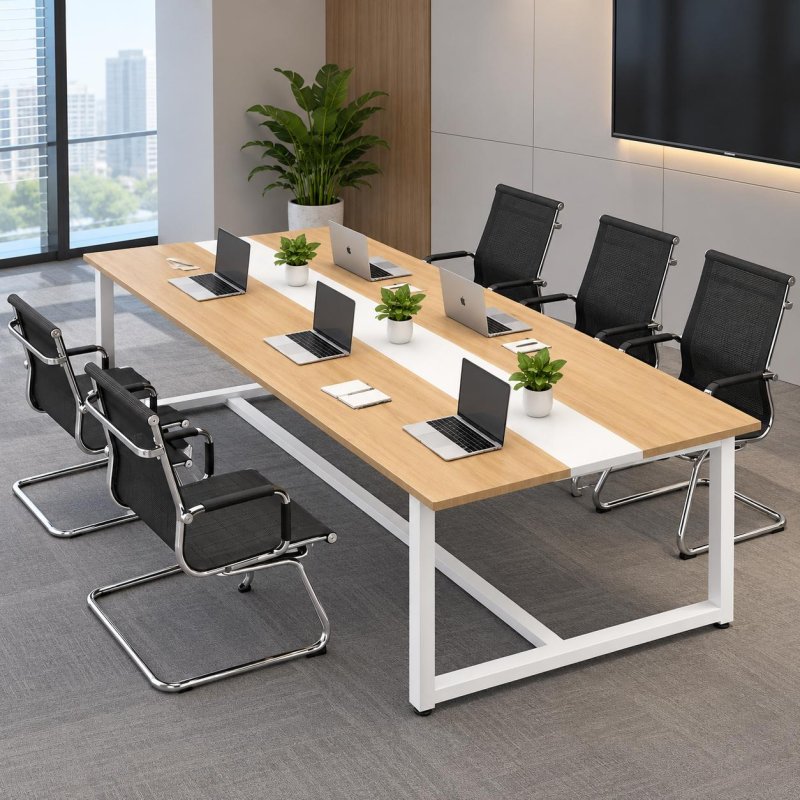 Bàn Họp 240x120x75cm Chân Sắt Màu Trắng Sơn Tĩnh Điện - BH56