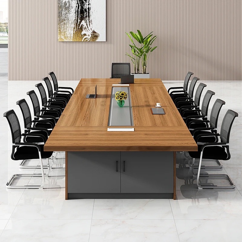 Bàn Họp Văn Phòng Gỗ MDF Màu Vân Tự Nhiên - BH41