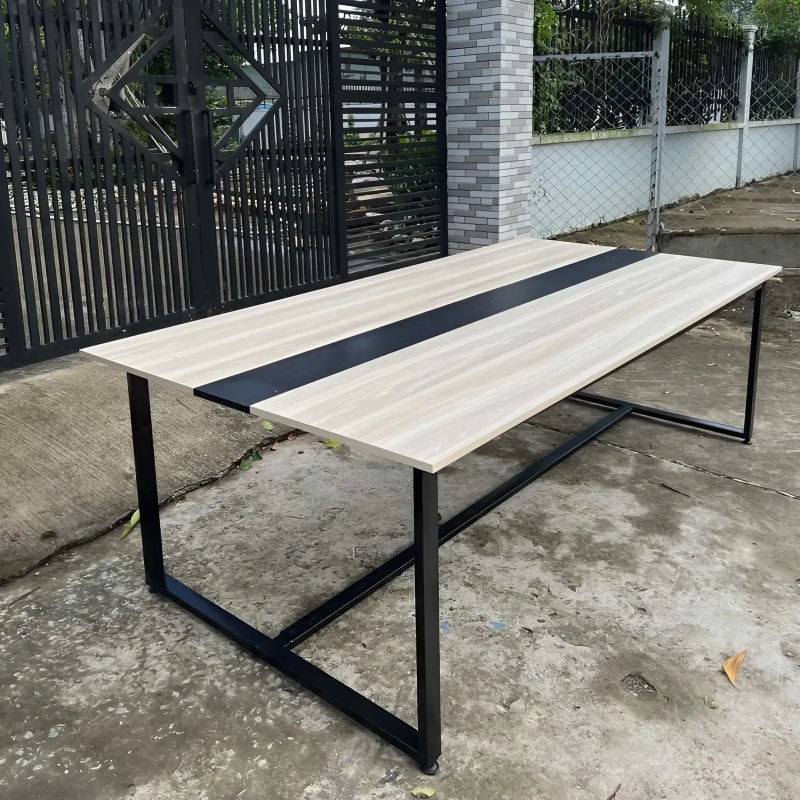 Bàn Họp Văn Phòng Chân Sắt 2m4 x 1m2 Giá Rẻ - BH12