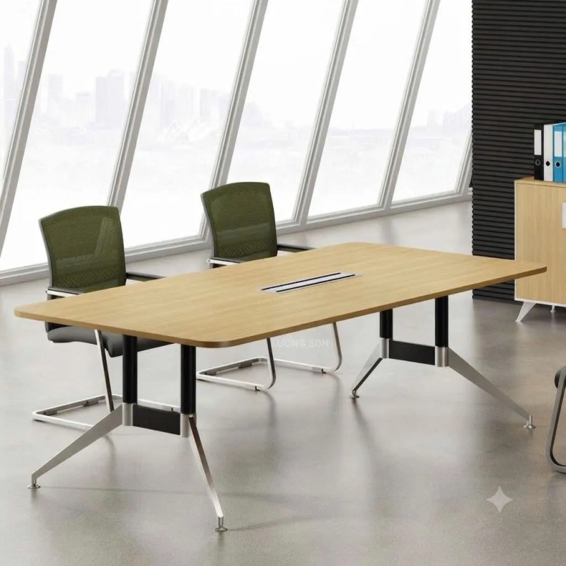 Bàn Họp Văn Phòng Chân Sắt Iris Hiện Đại 2m4 - BH50