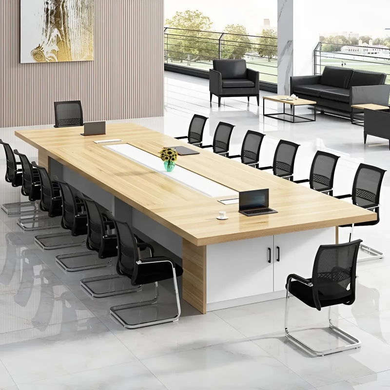 Bàn Họp Văn Phòng Gỗ MDF Màu Vân Tự Nhiên - BH41