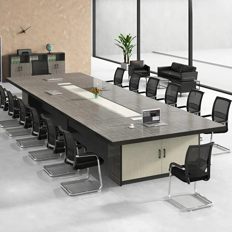 Bàn Họp Văn Phòng Gỗ MDF Màu Vân Tự Nhiên - BH41
