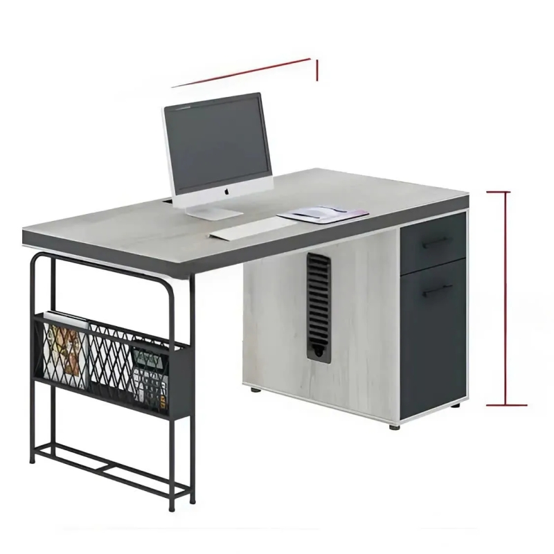 Bàn Làm Việc Chân Sắt Kèm Hộc & kệ Lưới Tiện Lợi - BLV141