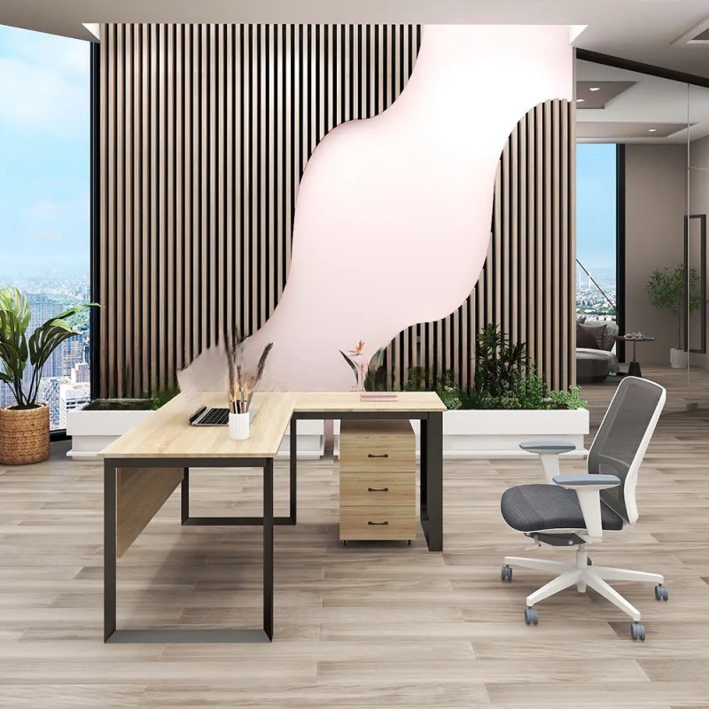 Bàn Làm Việc Chữ L Chân Sắt Hiện Đại - BLV140