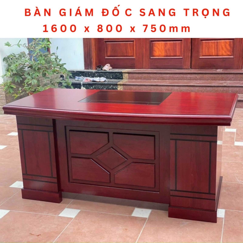 Bàn Giám Đốc Cổ Điển Sơn Pu 1m6 x 80 - BGĐ77