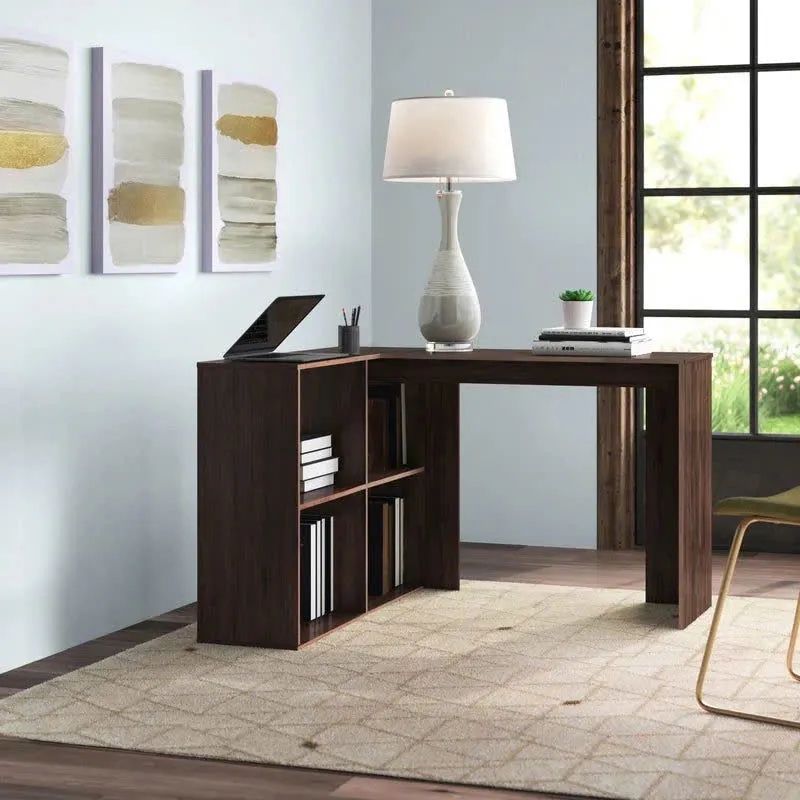 Bàn Làm Việc Gỗ Chữ L Tích Hợp Kệ 4 Ô Đa Dụng - BG76