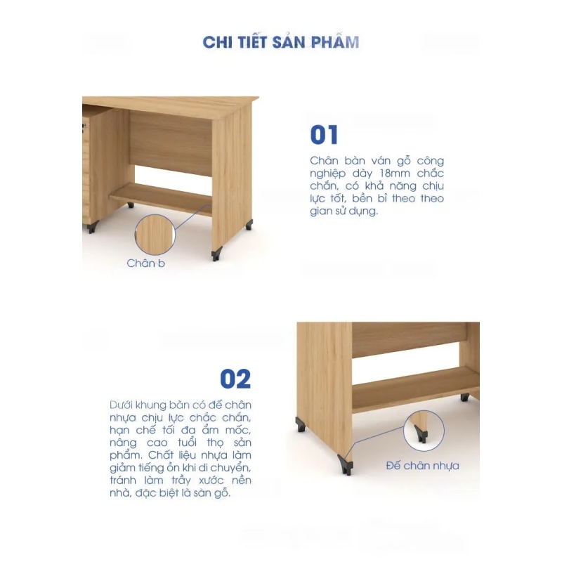 Bàn Làm Việc Gỗ Kèm Hộc Kéo 3 Tầng - BG59