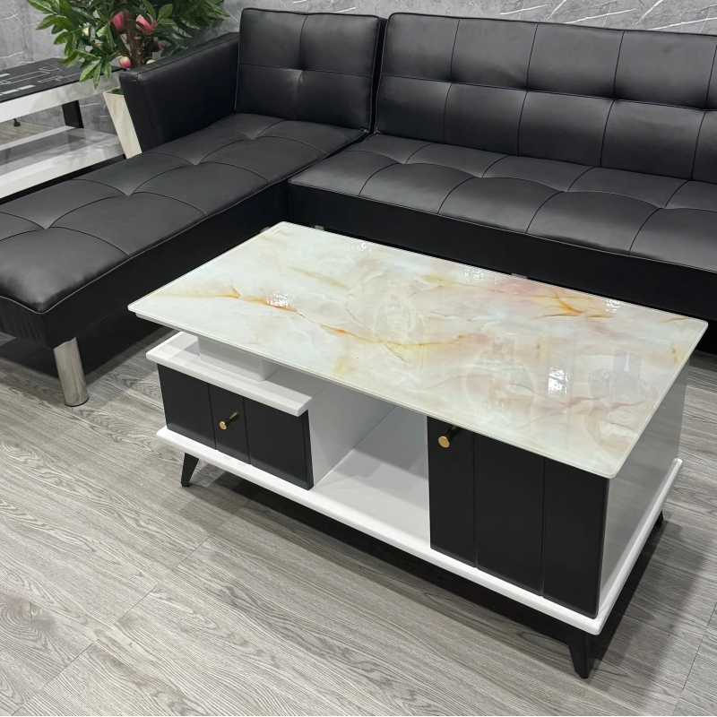 Bàn Trà Sofa Mặt Vân Đá 2 Hộc Tủ Hiện Đại - BT27