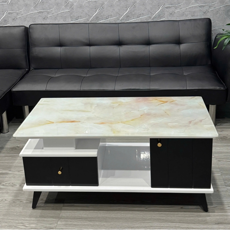 Bàn Trà Sofa Mặt Vân Đá 2 Hộc Tủ Hiện Đại - BT27