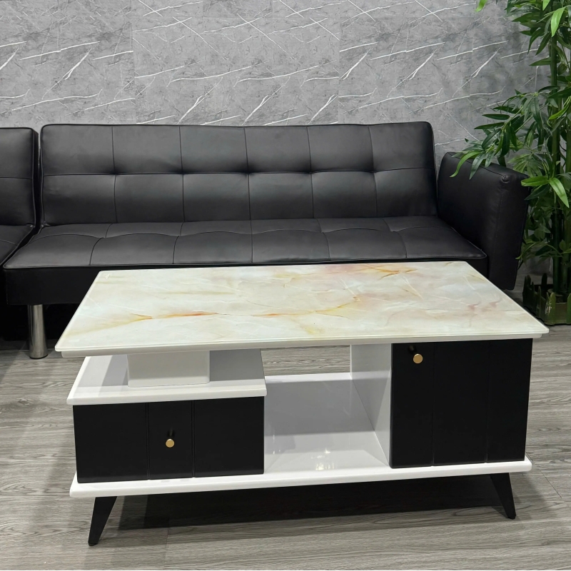 Bàn Trà Sofa Mặt Vân Đá 2 Hộc Tủ Hiện Đại - BT27