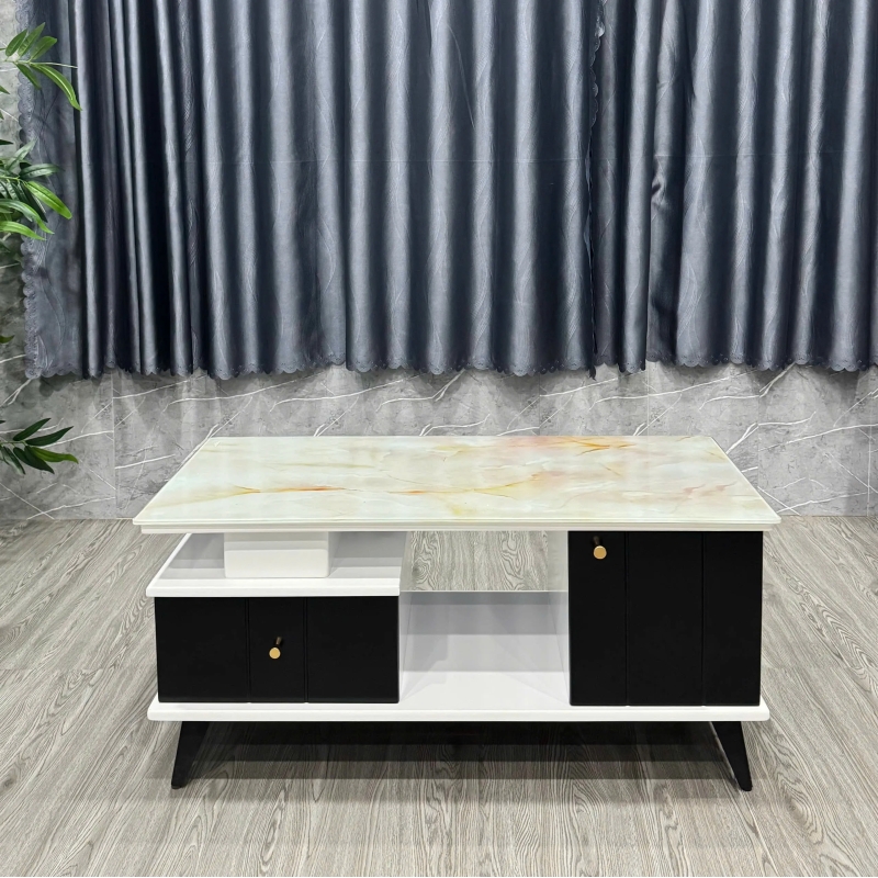 Bàn Trà Sofa Mặt Vân Đá 2 Hộc Tủ Hiện Đại - BT27