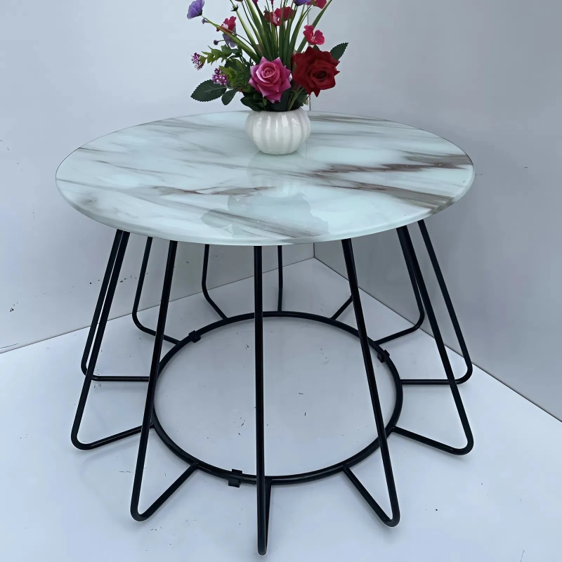 Bàn Trà Sofa Mặt Tròn Khung Sắt - BT9