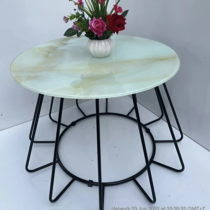 Bàn Trà Sofa Mặt Tròn Khung Sắt - BT9