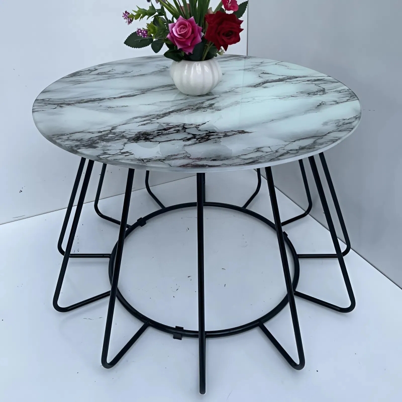Bàn Trà Sofa Mặt Tròn Khung Sắt - BT9