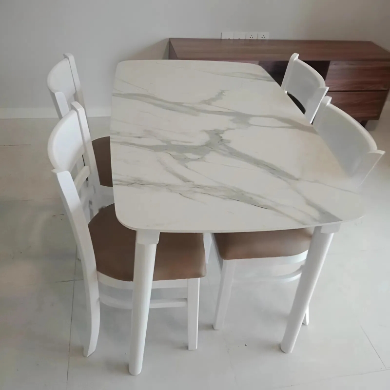 Bộ Bàn Ăn CaBin 4 Ghế Có Nệm Giả Đá Trắng - BGA12